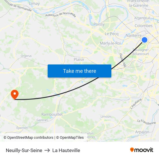 Neuilly-Sur-Seine to La Hauteville map