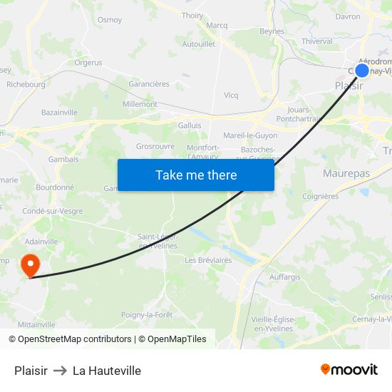 Plaisir to La Hauteville map