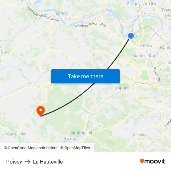 Poissy to La Hauteville map
