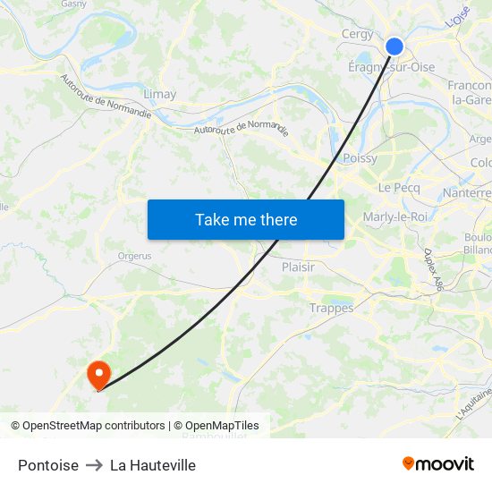 Pontoise to La Hauteville map