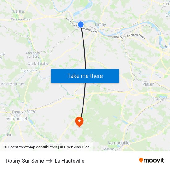 Rosny-Sur-Seine to La Hauteville map