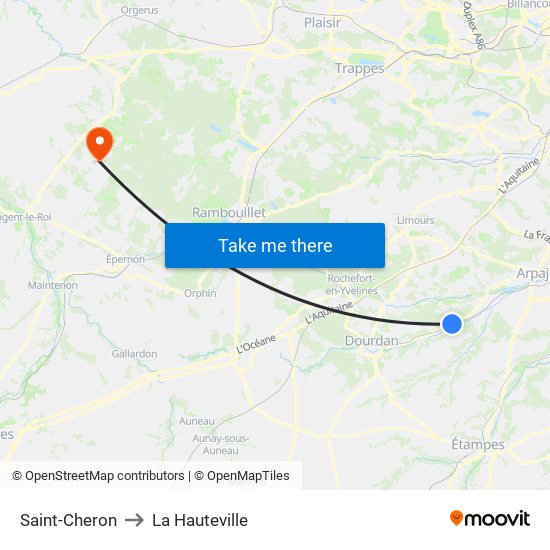 Saint-Cheron to La Hauteville map