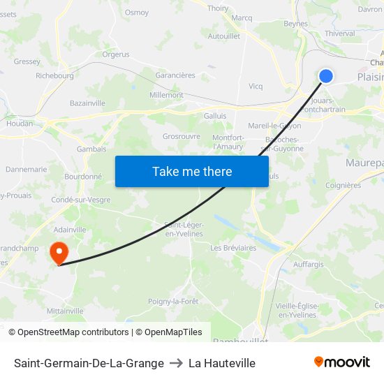 Saint-Germain-De-La-Grange to La Hauteville map