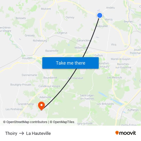 Thoiry to La Hauteville map