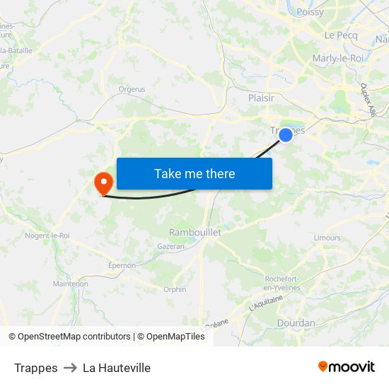 Trappes to La Hauteville map