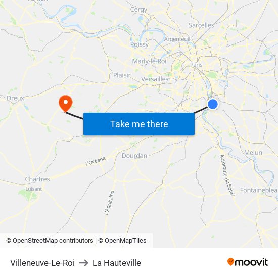 Villeneuve-Le-Roi to La Hauteville map
