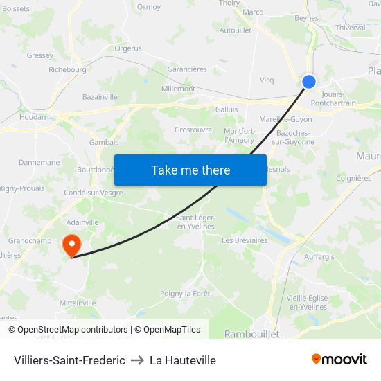 Villiers-Saint-Frederic to La Hauteville map
