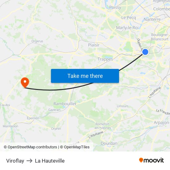 Viroflay to La Hauteville map