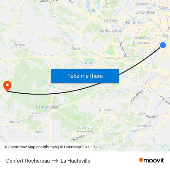Denfert-Rochereau to La Hauteville map