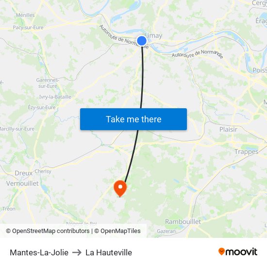 Mantes-La-Jolie to La Hauteville map
