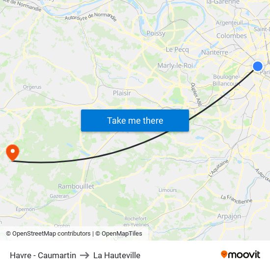 Havre - Caumartin to La Hauteville map