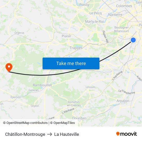 Châtillon-Montrouge to La Hauteville map