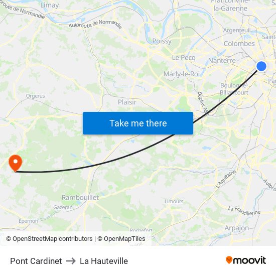 Pont Cardinet to La Hauteville map