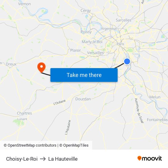 Choisy-Le-Roi to La Hauteville map