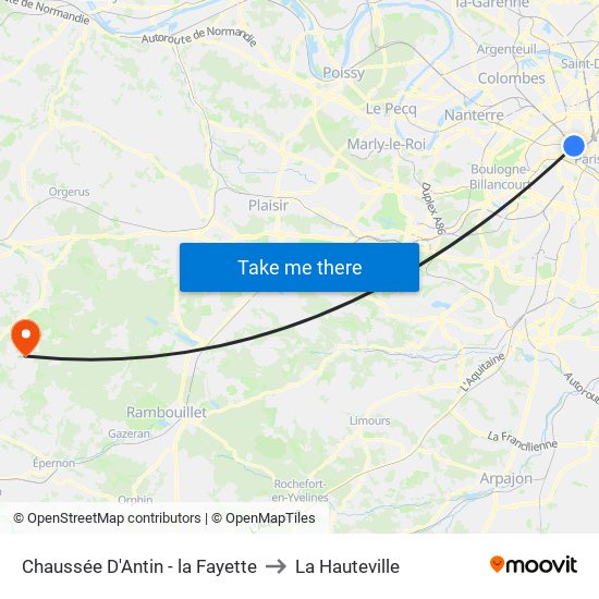 Chaussée D'Antin - la Fayette to La Hauteville map
