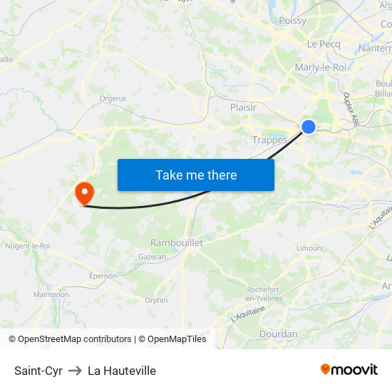 Saint-Cyr to La Hauteville map