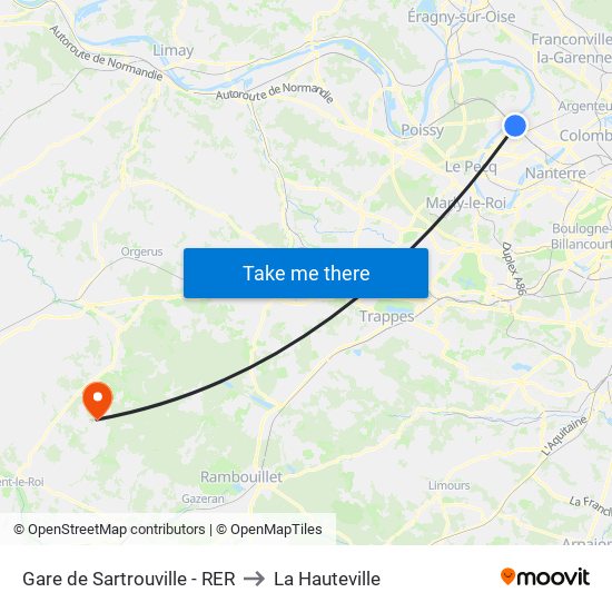 Gare de Sartrouville - RER to La Hauteville map