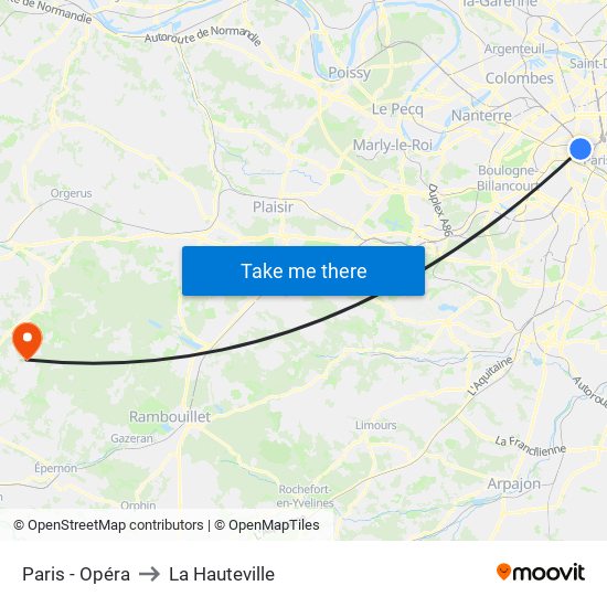 Paris - Opéra to La Hauteville map