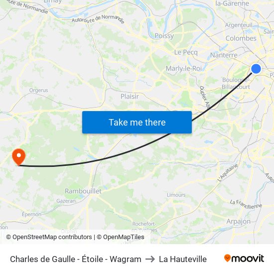 Charles de Gaulle - Étoile - Wagram to La Hauteville map