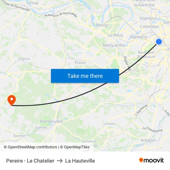 Pereire - Le Chatelier to La Hauteville map