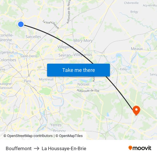 Bouffemont to La Houssaye-En-Brie map