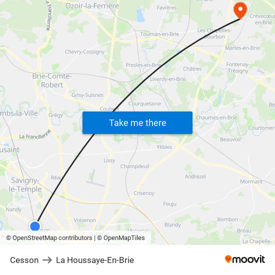 Cesson to La Houssaye-En-Brie map
