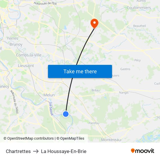 Chartrettes to La Houssaye-En-Brie map