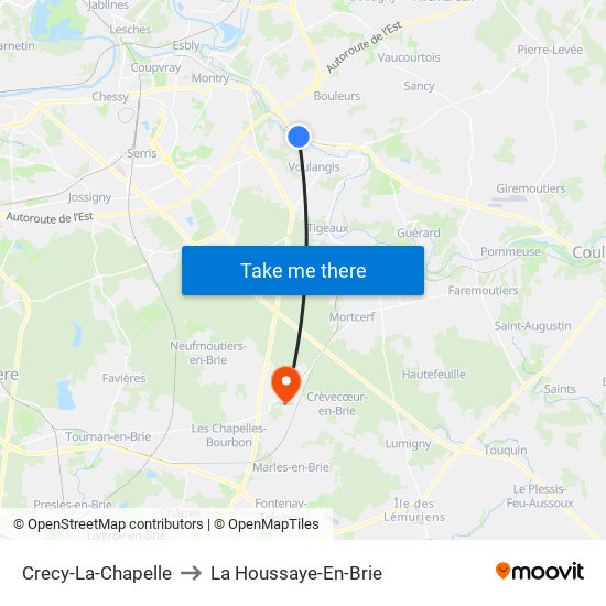 Crecy-La-Chapelle to La Houssaye-En-Brie map