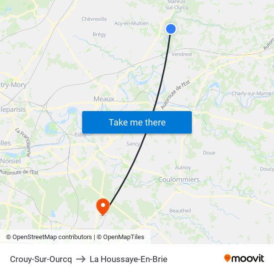 Crouy-Sur-Ourcq to La Houssaye-En-Brie map
