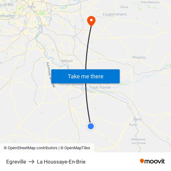 Egreville to La Houssaye-En-Brie map