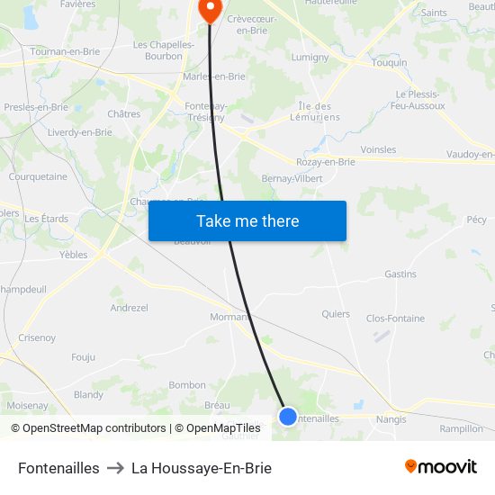 Fontenailles to La Houssaye-En-Brie map