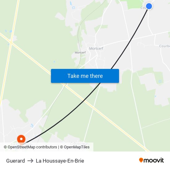 Guerard to La Houssaye-En-Brie map