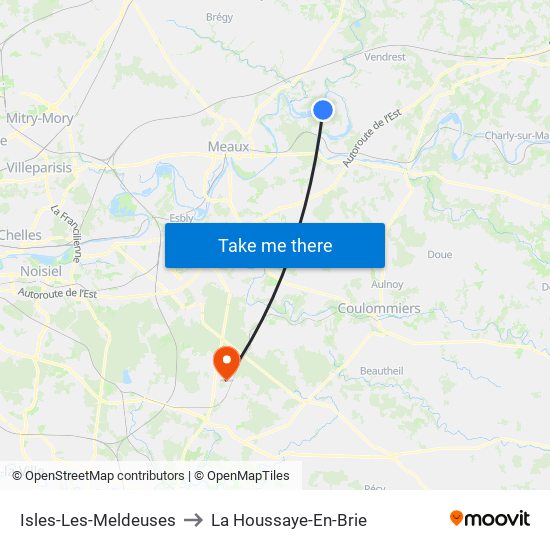 Isles-Les-Meldeuses to La Houssaye-En-Brie map