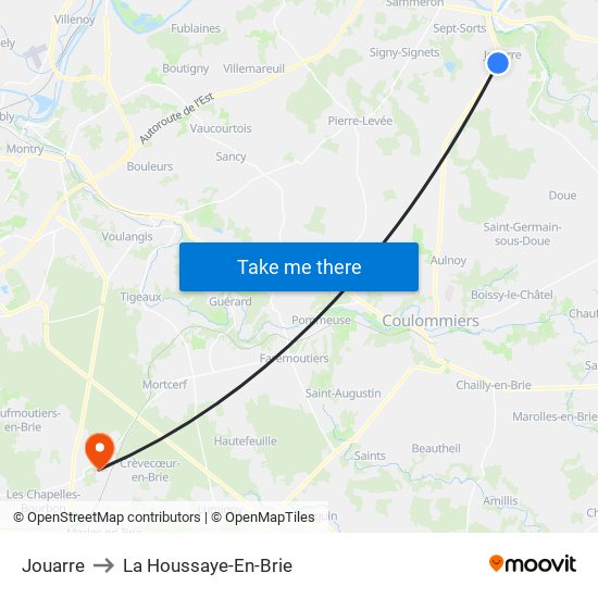 Jouarre to La Houssaye-En-Brie map