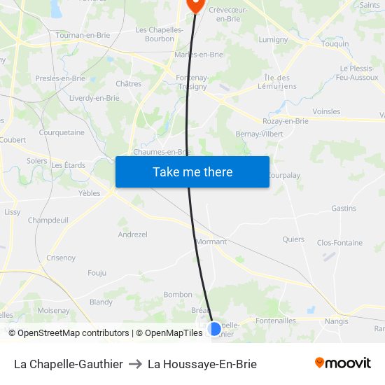 La Chapelle-Gauthier to La Houssaye-En-Brie map