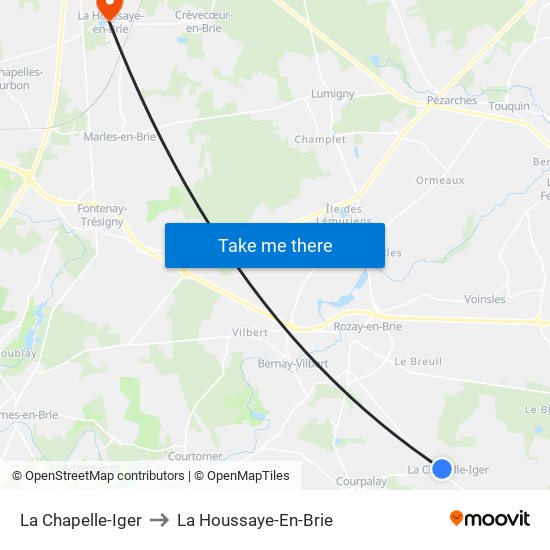 La Chapelle-Iger to La Houssaye-En-Brie map