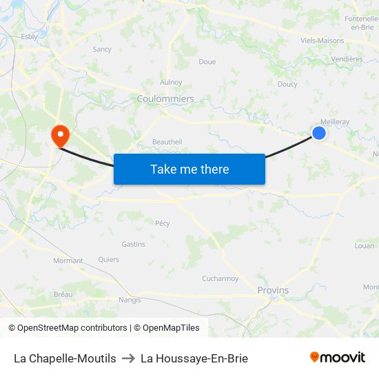 La Chapelle-Moutils to La Houssaye-En-Brie map