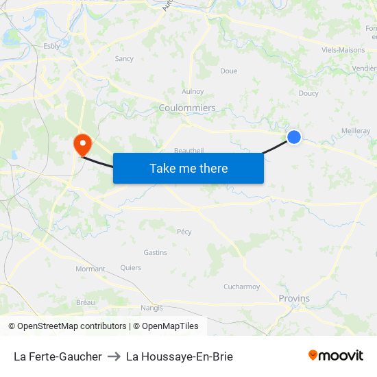 La Ferte-Gaucher to La Houssaye-En-Brie map