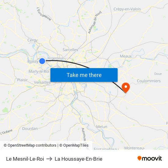 Le Mesnil-Le-Roi to La Houssaye-En-Brie map