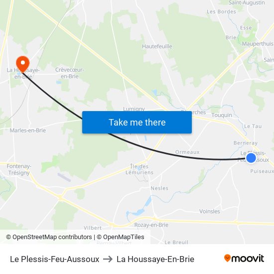 Le Plessis-Feu-Aussoux to La Houssaye-En-Brie map