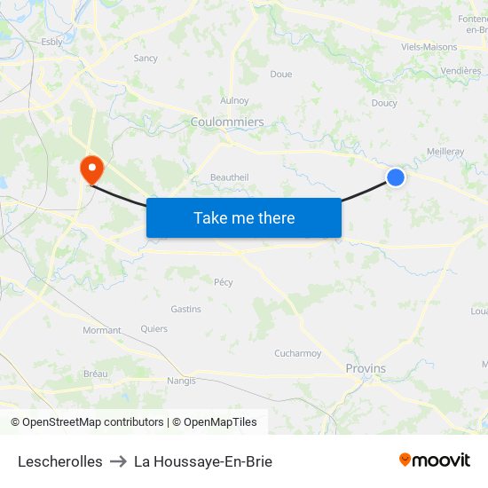 Lescherolles to La Houssaye-En-Brie map