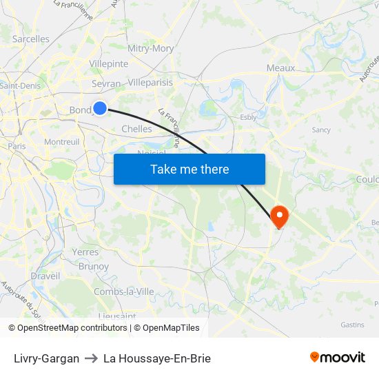 Livry-Gargan to La Houssaye-En-Brie map