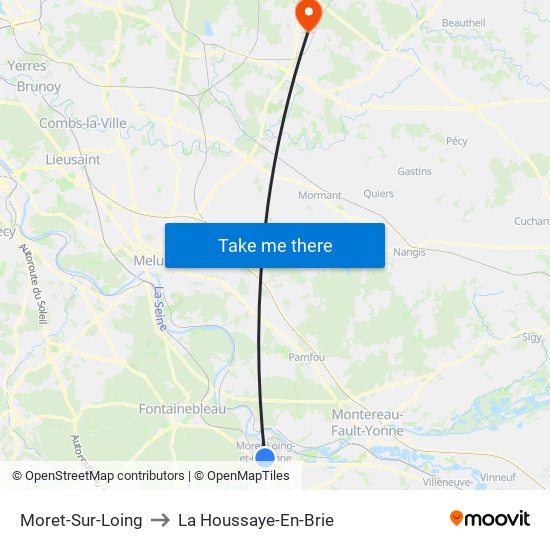 Moret-Sur-Loing to La Houssaye-En-Brie map