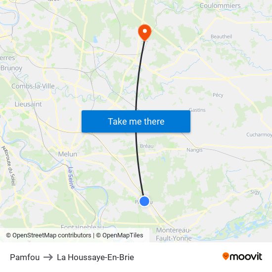 Pamfou to La Houssaye-En-Brie map