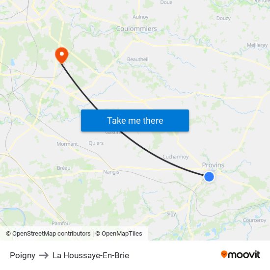 Poigny to La Houssaye-En-Brie map