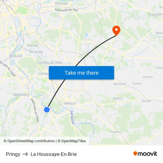 Pringy to La Houssaye-En-Brie map