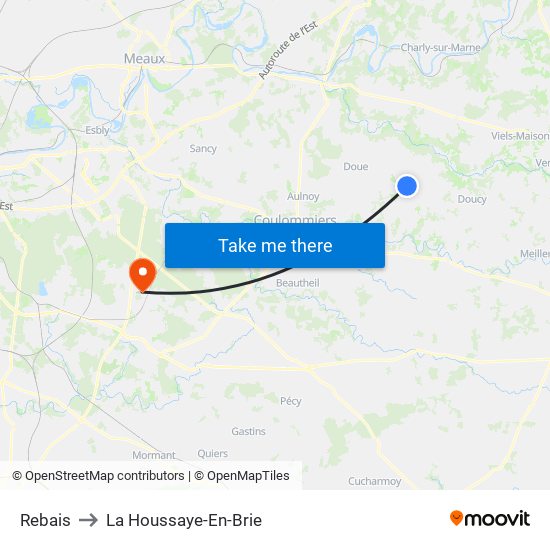 Rebais to La Houssaye-En-Brie map