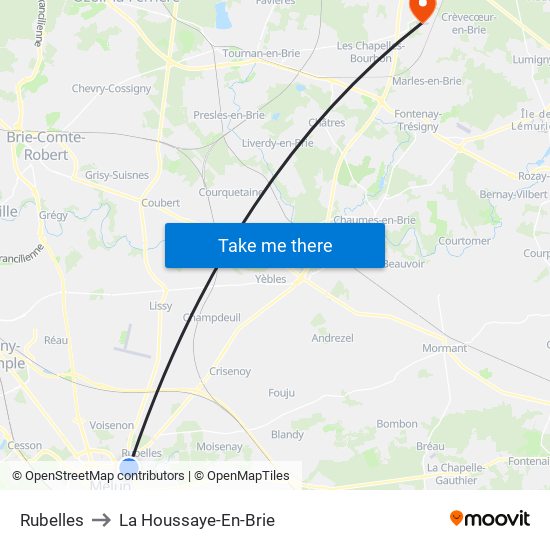 Rubelles to La Houssaye-En-Brie map