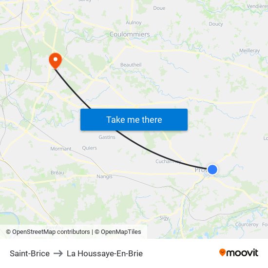 Saint-Brice to La Houssaye-En-Brie map