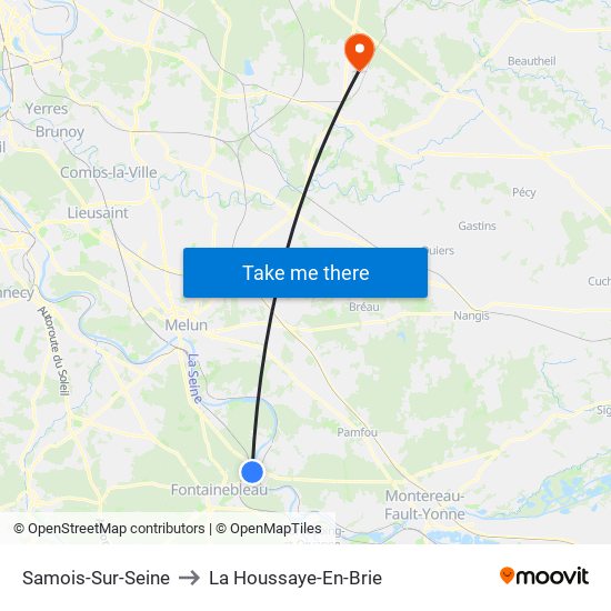 Samois-Sur-Seine to La Houssaye-En-Brie map